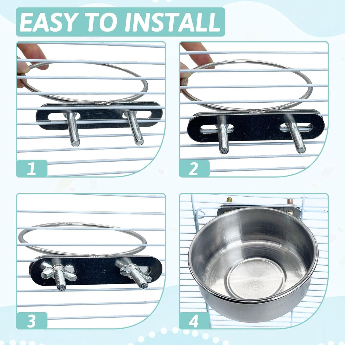 PINVNBY Parrot Feeding Cups Birds Food Dish Stainless Steel Parrot - Double screw / M - image 4