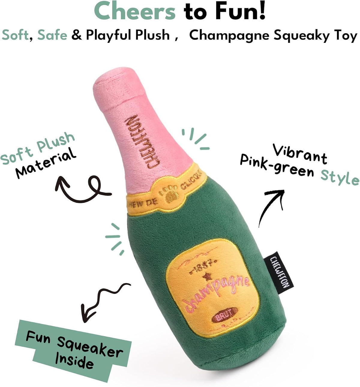 CHEWFFON Dog Toy, Interactive Champagne Shape Squeaky Toy for Boredom – Essentials for Dogs - Small Champagne Bottle - image 2