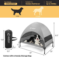 Veehoo Outdoor Dog Bed with Canopy - Grey / 42.0"L x 30.0"W x 34.5"Th - image 4