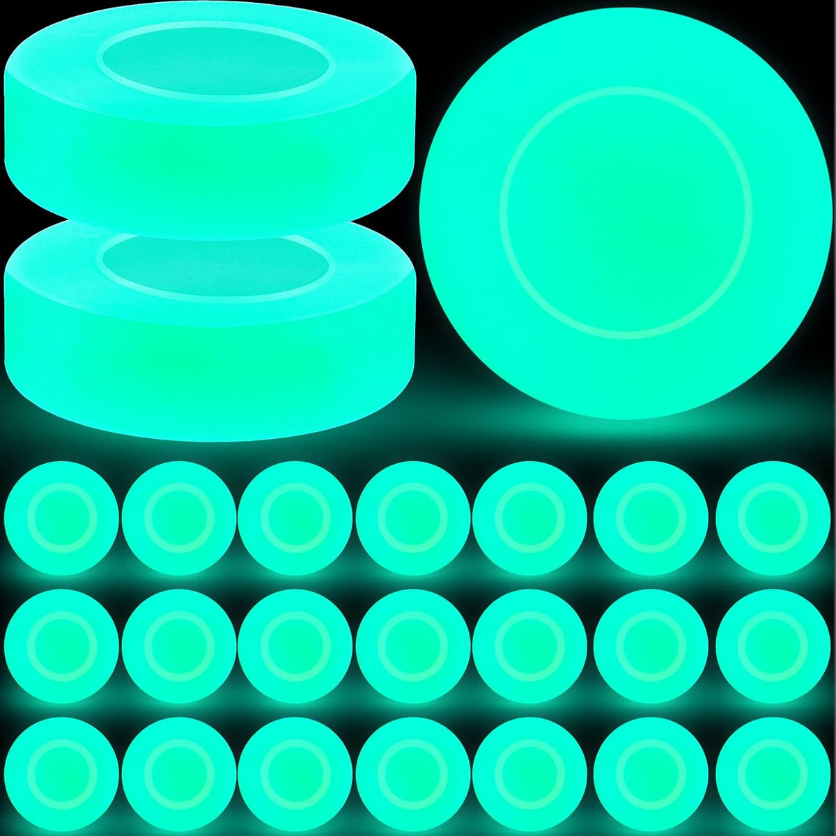 Deekin glow in the dark hockey pucks glowing green, PVC pucks with matte finish - view 5