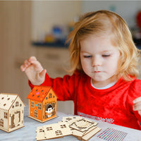 Fennoral 7 pack wooden 3D pumpkin house craft kit for kids Halloween decorating - view 9