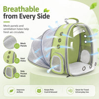 Expandable Cat Carrier Backpack with Bubble Window - LightGreen - image 4