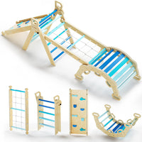 BlueWood 10-in-1 Pikler Triangle Set - Sky Blue / Classic