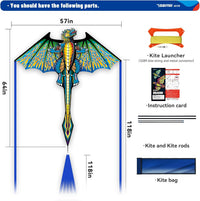SGftre Complete Kite with Handle, Line & Accessories - 1 / Green Pterosaur - image 3