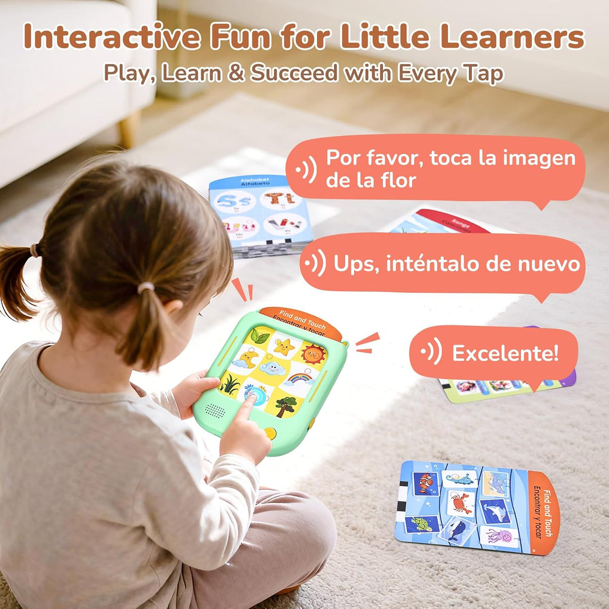 JoyCat Kids Learning Tablet - Green:English&Spanish-Early Learning - image 4