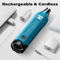Casfuy 6-Speed Dog Nail Grinder - Newest Enhanced Pet Nail Grinder Super Quiet Rechargeable Electric Dog Nail Trimmer Painless Paws Grooming & Smoothing Tool for Large Medium Small Dogs (Bright Blue)