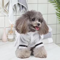 Pet Bathrobe Dog Pajama, Thickened Hooded - White / Medium - image 3