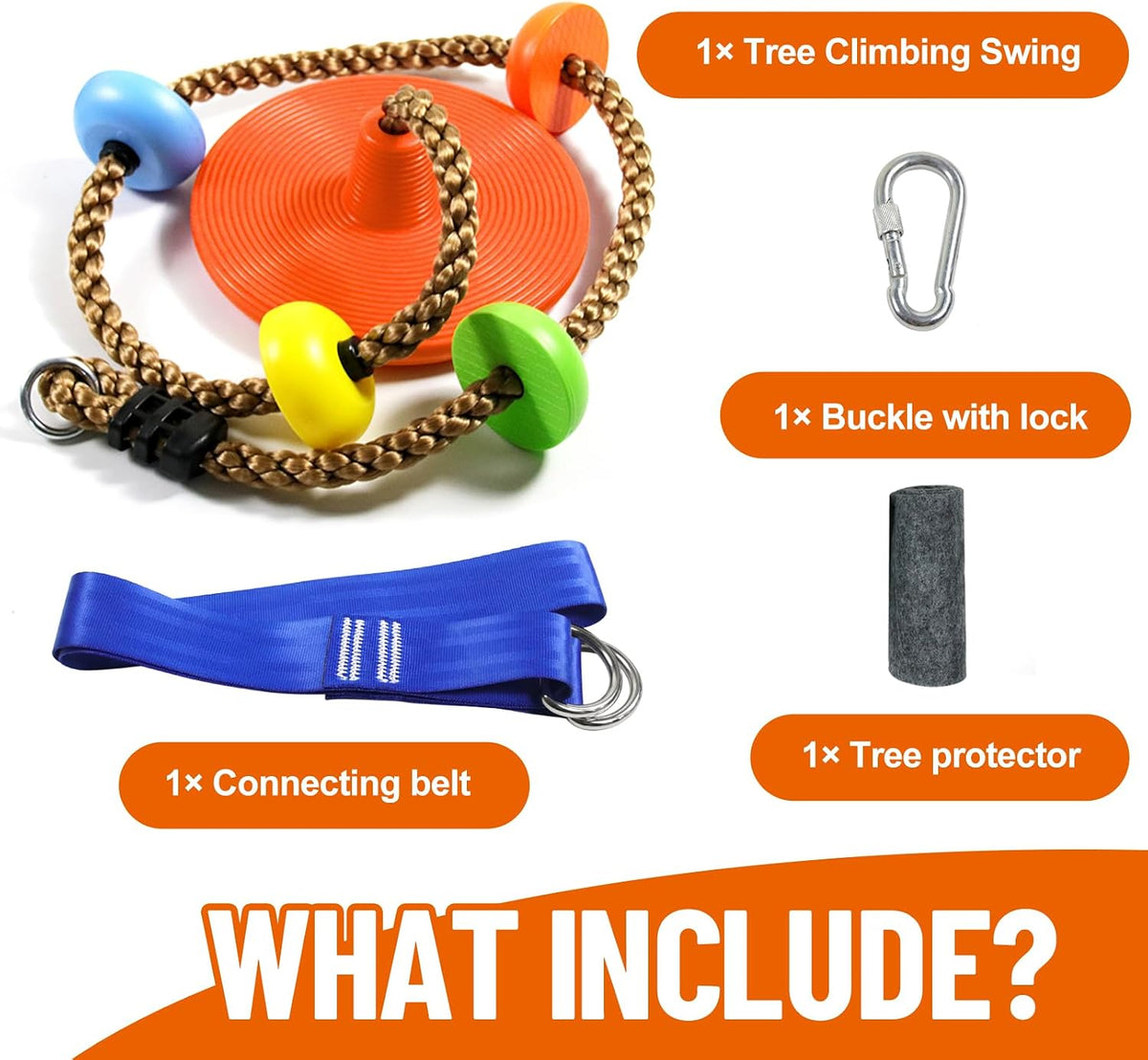 Just.smile tree swing climbing rope with platforms, disc seat and tree strap - view 4