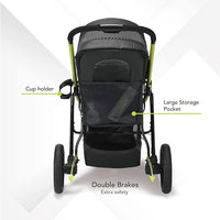 ibiyaya The Beast Pet Jogging Stroller for All Terrains, 3-Wheel Dog Carrier with Double Breaks, Zipperless Large Stroller for Running & Hiking, Multiple Small Dogs, Medium Dogs, or Cats (Jet Black)