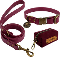 Wisedog Rubber Dog Collar with Quick Release, XS 8.5"-12" - Burgundy / XL(Collar:16"- 25.5";Leash:6 ft)