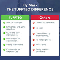 Horse Fly Mask Without Ears | 95% UV Eye Protection | Built-in Visor | Breathable, Lightweight Mask | Adjustable Fit for Horses Medium/Large Size