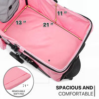 MoNiBloom 3-Wheels Foldable Pet Stroller with Waterproof Cover, Pet Strolling Cart for Small/Medium Dogs and Cats with Storage Basket and Cup Holder, Breathable and Visible Mesh for All-Season, Pink