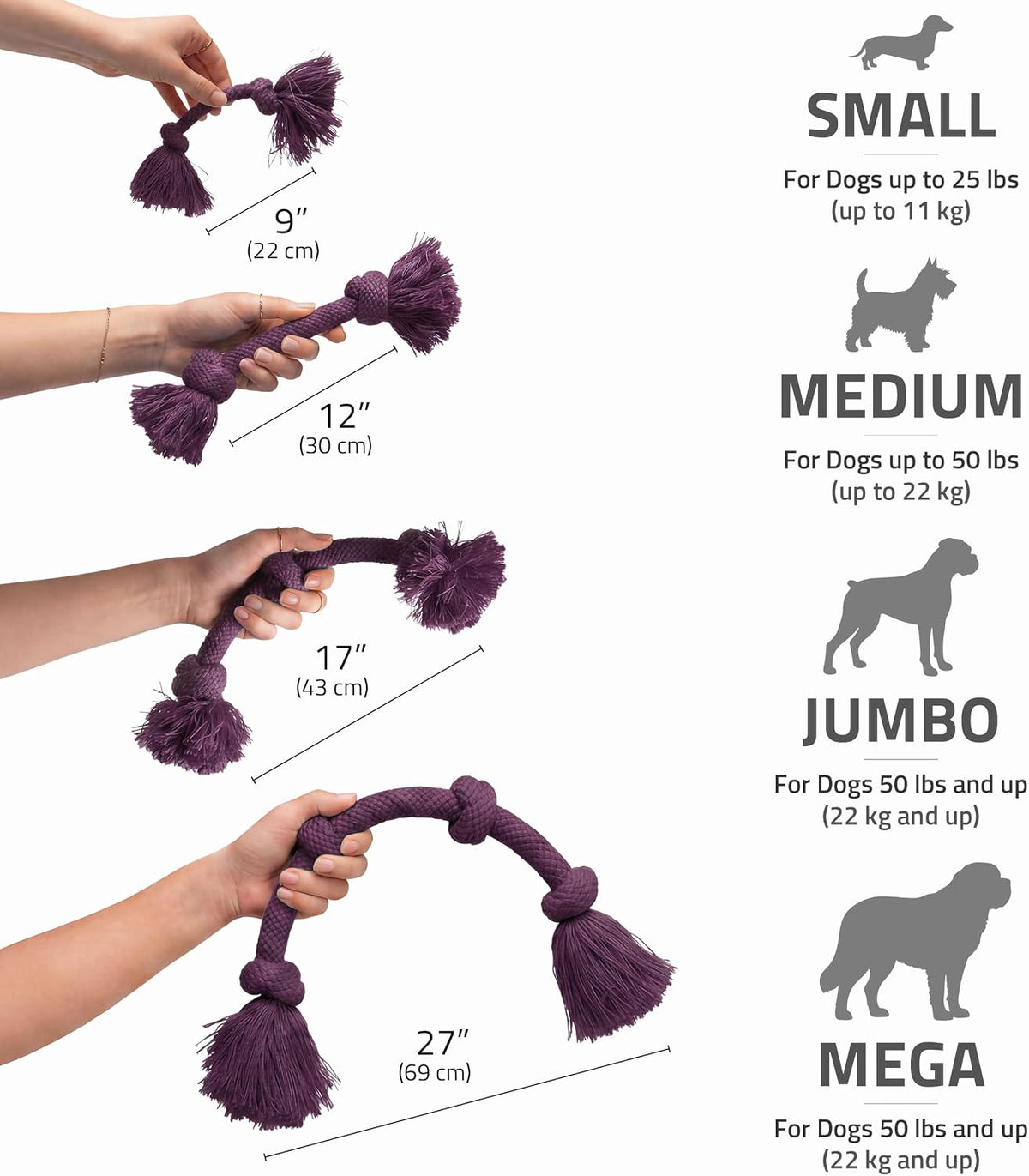 Playology Tug Rope Dog Toys for Large Dogs, Peanut Butter Scent - Jumbo / Bacon - image 4