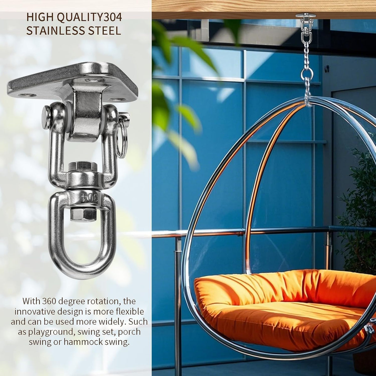 Yyiwhmy stainless steel heavy duty swing hanger with swivel bearing and mounting bolts - view 17