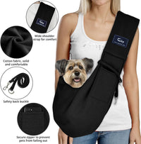 Dog and Cat Sling Carrier, Hands Free Reversible Pet Papoose Bag - Black Senior - image 3