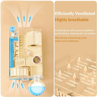 Cycodo 8 in 1 Acrylic Hamster Cage,2-Tier Dwarf Hamster Cage with Wooden Wheel & Hideout,Small Hamster Habitat with Accessories,Clear Pet Mice House(Blue,14" L*10" W*11" H)