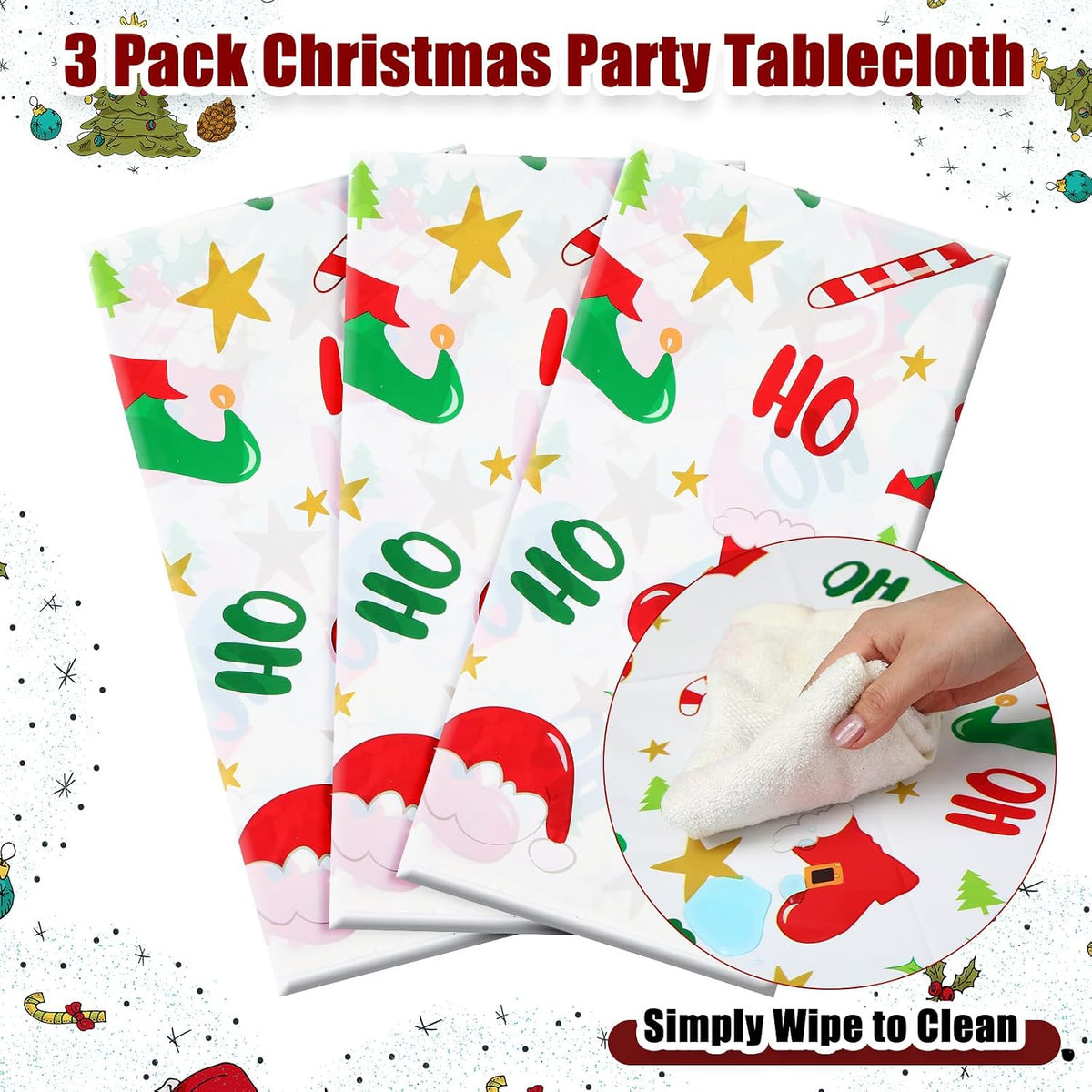Newwiee 3 pack Halloween plastic tablecloths with candy corn print, 108 x 54 inches - view 25