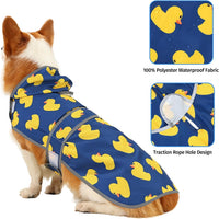 Dog Raincoat, Waterproof Dog Rain Jacket with Hood - Navy Blue Duck / Large - image 2
