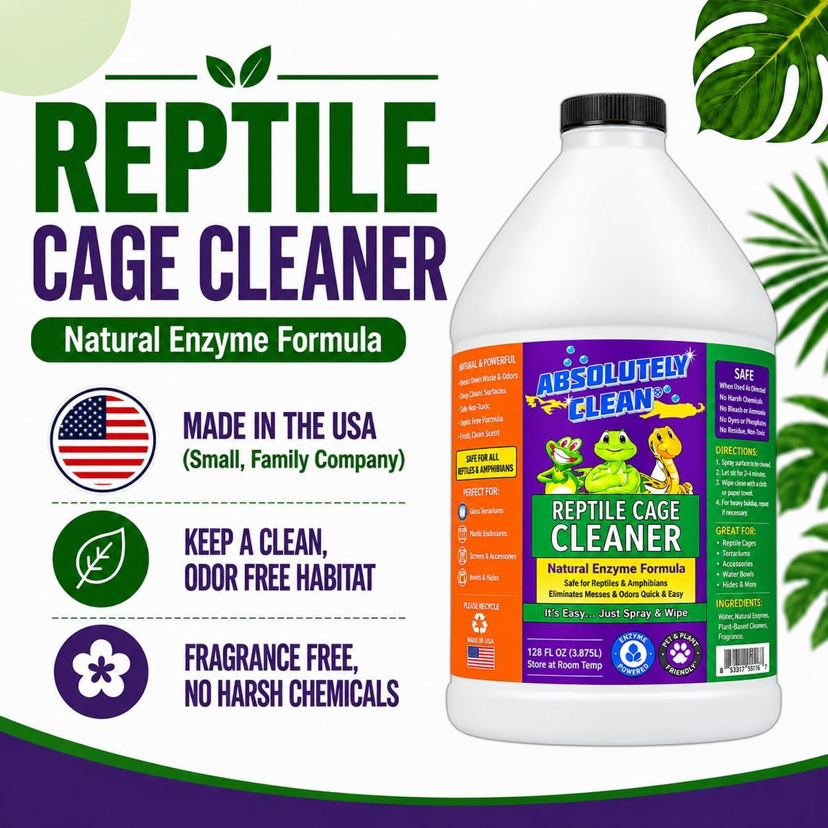 Absolutely Clean Amazing Reptile & Amphibian Terrarium Cleaner - 128 Fl Oz (Pack of 1) - image 4