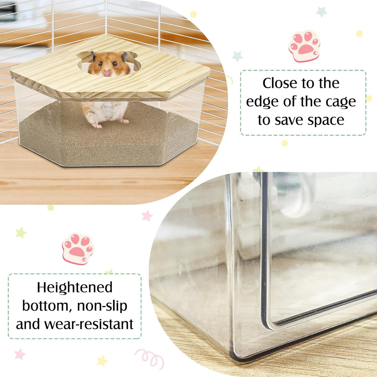 kathson Hamster Sand Bath Box Transparent Acrylic Small Animals - Small - Pentagon - image 3