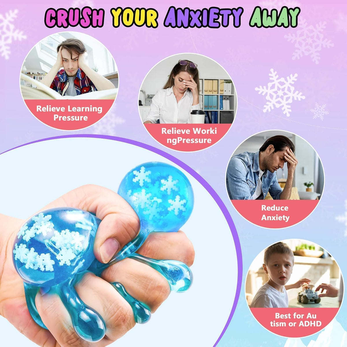 Squishy Fidget Toys Stress Cube - Snowflakes - image 4