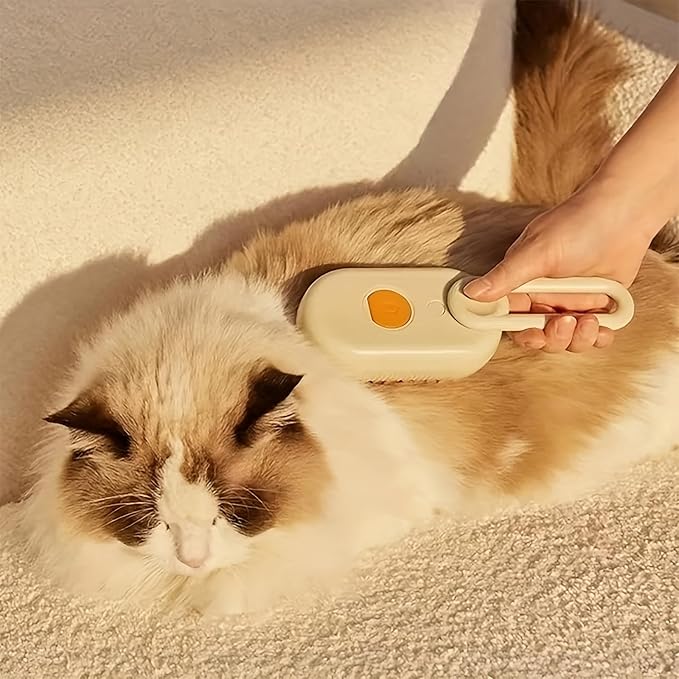 Cat Steam Brush for Shedding, 4 in 1 Rechargeable Steam Brush for Cats and Dogs, Anti-Static, Massage