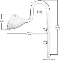 Glass Lily Pipe Outflow for Aquarium Planted Tank (13mm for 12/16mm (1/2" ID) tubing)