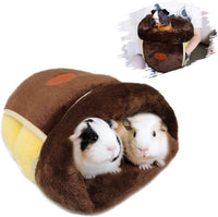 YUEPET Guinea Pig Bed Cuddle Cave, Warm Fleece Hideout - Brown / 1PCS