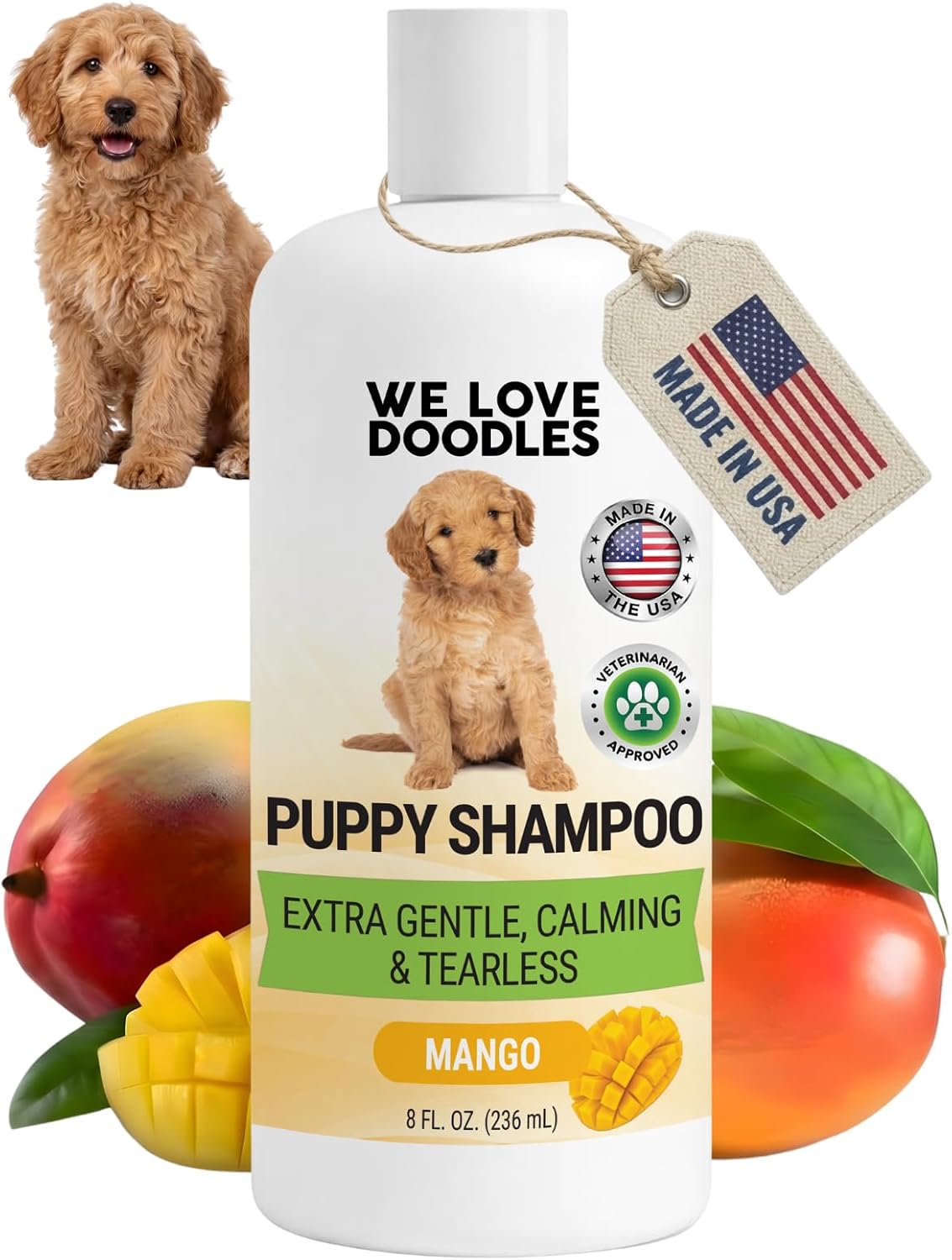 Puppy Shampoo & Conditioner, Tearless Hypoallergenic Wash - Mango