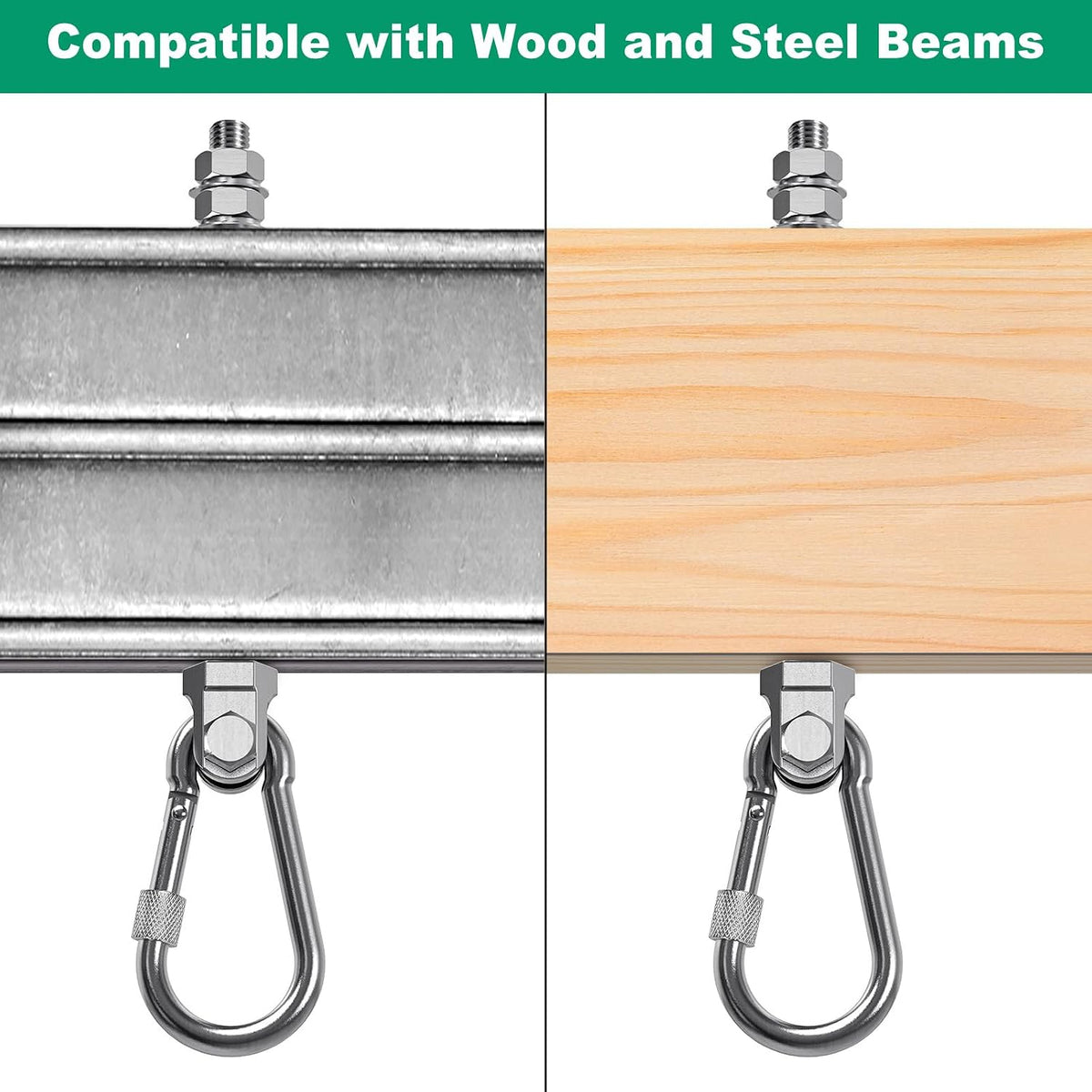 SELEWARE stainless steel swing hangers 2 pack, heavy duty eye hooks for wood beams - view 19