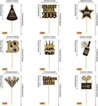 36PCS Happy 80th Birthday Cupcake Toppers Double Sided Black Gold - Straight Outta / 18th - image 2
