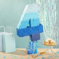 BLUE PANDA Pull String Pinata Number 5, Ombre Blue - Number 4 - image 2
