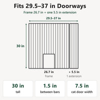 FuzzyNest black dog gate with adjustable cat door for doorways - view 4