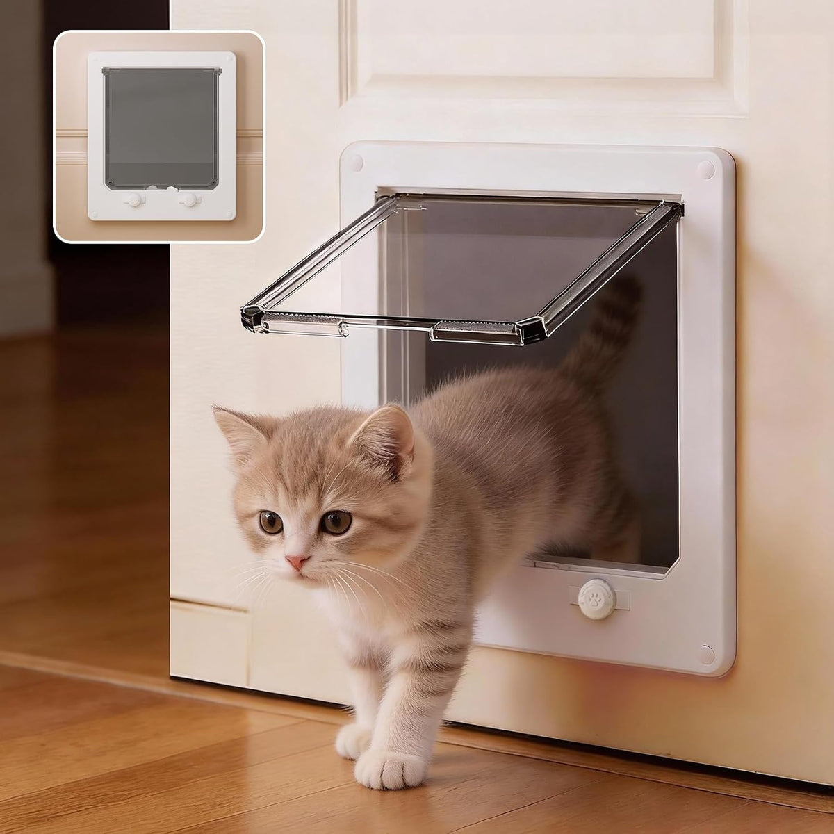 LIBBEPET Cat Door Interior Door - M - Inner Size: 5.7"W x 6.1"H