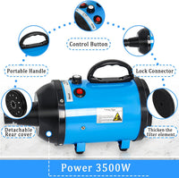Dog Dryer for Large Dogs 5.2HP 3800W High Velocity Pet Hair Dryers – Essentials for Dogs - Blue - image 3