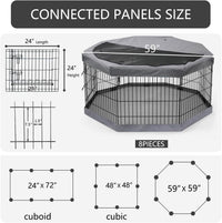 Foldable Metal Dog Exercise Pen/Pet Puppy Playpen Kennels Yard Fence - Gray / 24''H / Playpen+Bottom+Top Cover - image 3