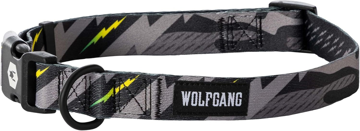 Wolfgang Heavy Duty, Adjustable Dog Collar with Quick Release Nylon Buckle for Walking & Training - Medium (1 Inch x 12-18 Inch) / DarkSkies Print