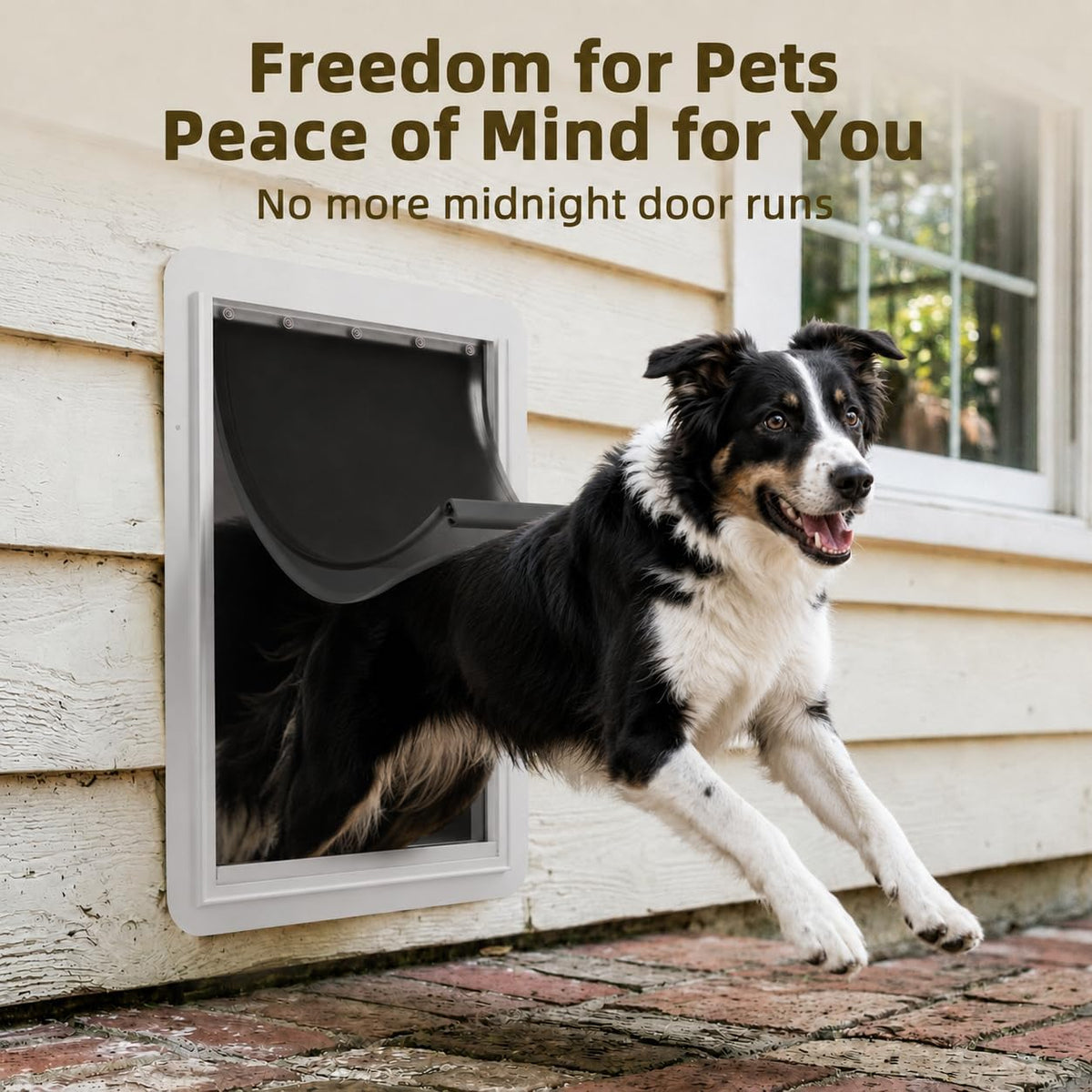 URSPET Medium Dog Door for Wall, 3-Flap Insulated, Steel Frame - White / Large / For Door - image 3