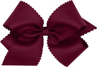 Wee Ones medium smoke blue girls grosgrain hair bow with scalloped edges and no slip clip - view 8