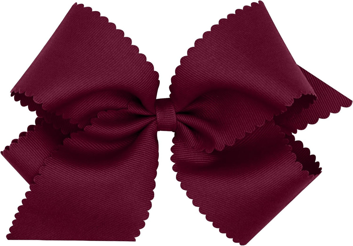 Wee Ones medium smoke blue girls grosgrain hair bow with scalloped edges and no slip clip - view 8