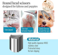 4.5" Dog Grooming Scissors - 3 Pcs Curved & Straight Thinning Shears for Small Dogs & Cats - Japan 440C Stainless Steel
