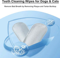 Dog Teeth Finger Wipes Cat Dental Finger Wipes, Puppy Teeth Cleaning Wipes, Pet Oral Care Pack of 50