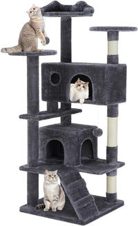 Sweetcrispy 54-inch Cat Tree Tower with Scratching Posts - Grey / 54*19.7*19.7IN