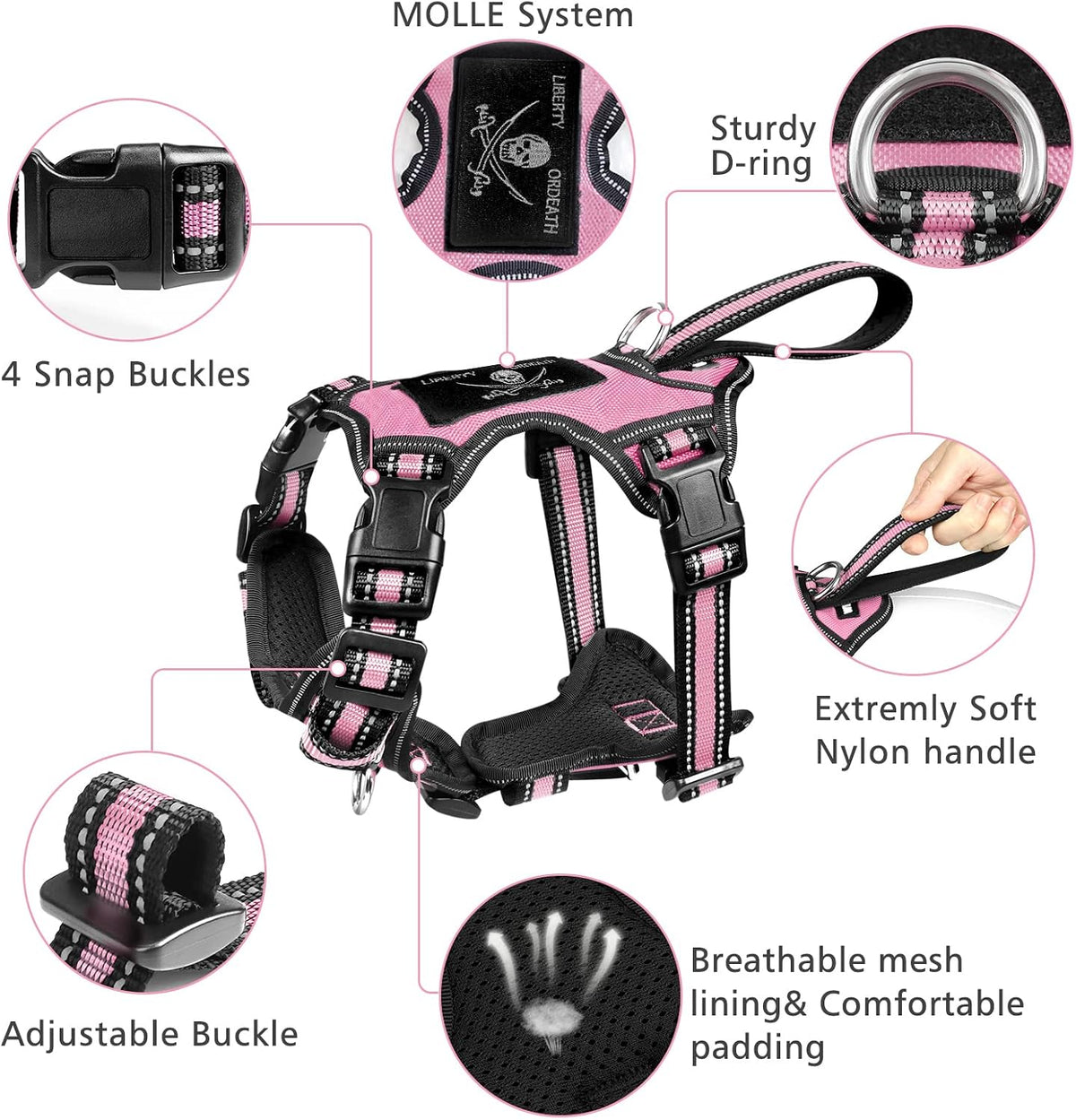 WINSEE Pet Harness Collar and Leash Set - Medium / Pink - image 3