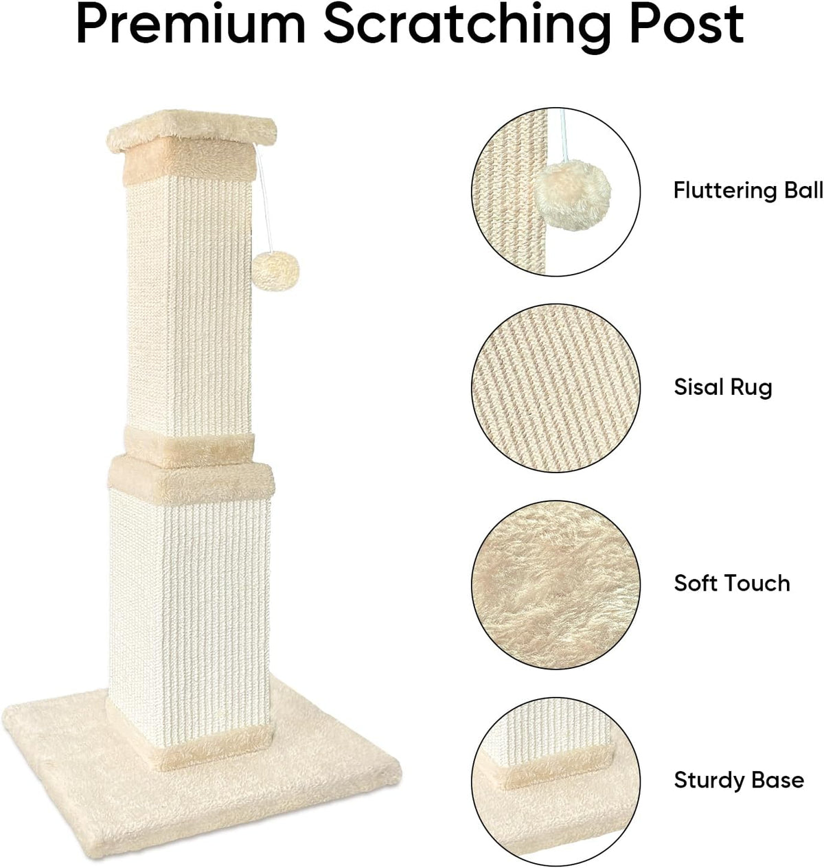 Cat Scratching Post for Indoor Cats - Beige / Scratcher only - image 2