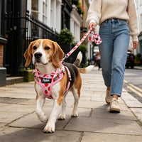 PUPTECK Dog Harness and Leash Set Small Sized - S (13-17lbs, Chest 15"-18") / #2 Pink(Strawberry Print) - image 4