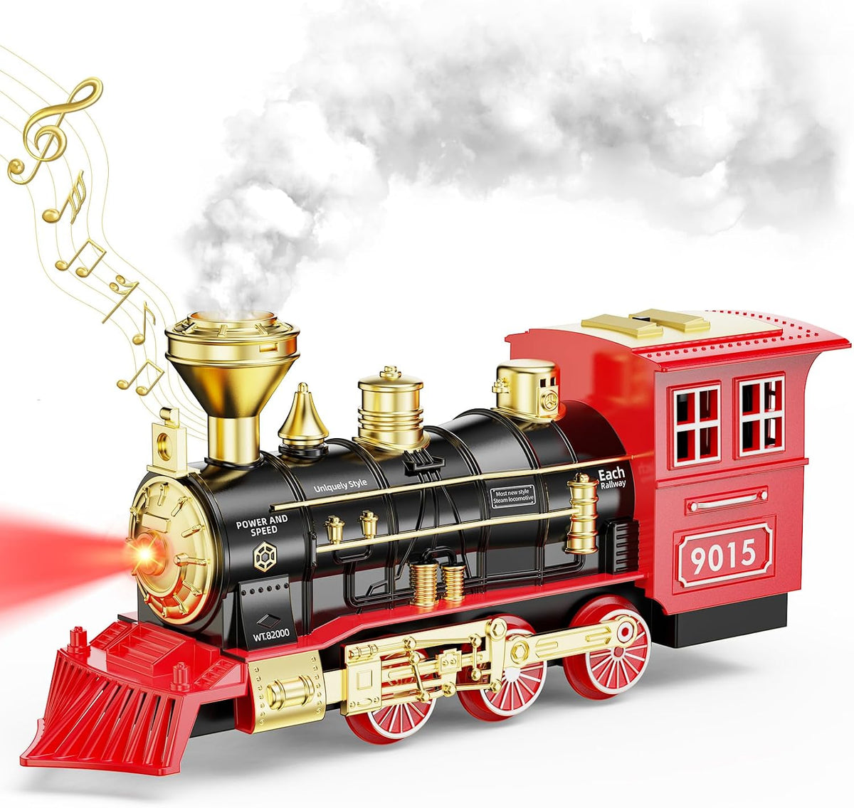 Hot Bee steam locomotive train toy engine with smoke, flashing headlights and sounds - view 2