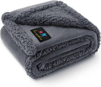 Waterproof Pet Blanket, Liquid Pee Proof Dog Blanket for Sofa Bed Couch, Reversible Sherpa Fleece - S (40" x28") / Dark Gray-thicken