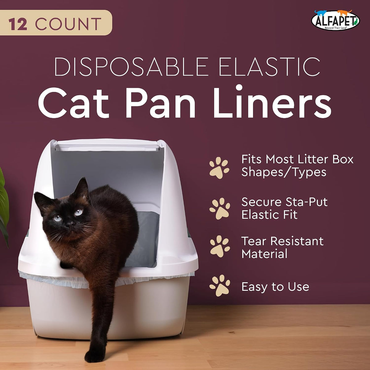 Alfapet large cat litter box liners, 12 count, with Sta-Put elastic fit - view 2