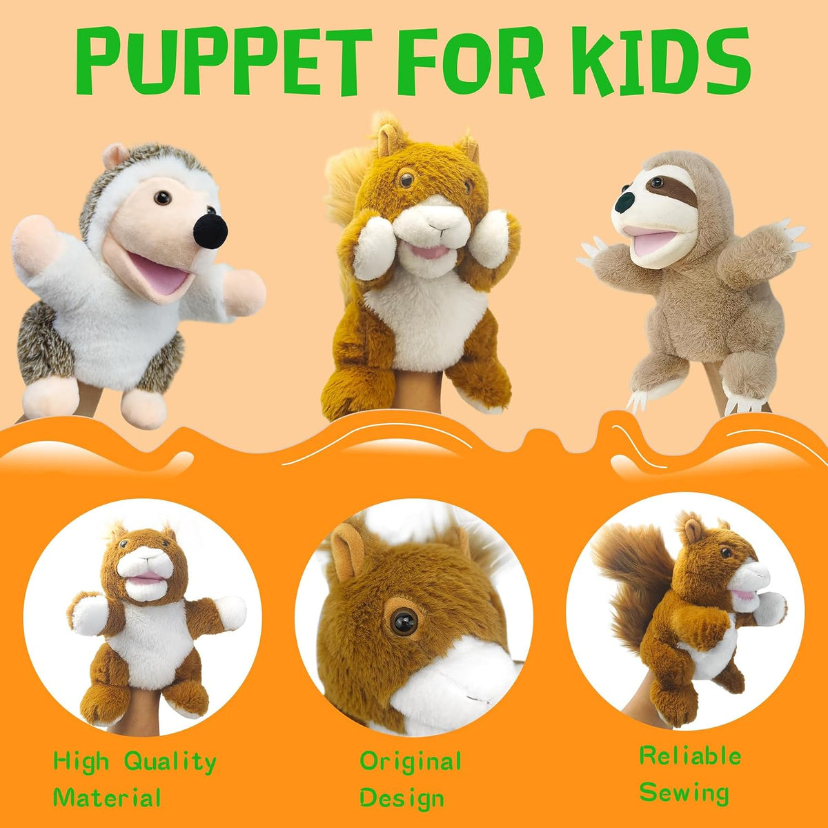 okegztoa 10 inch brown bear hand puppet with movable mouth and arms - view 11